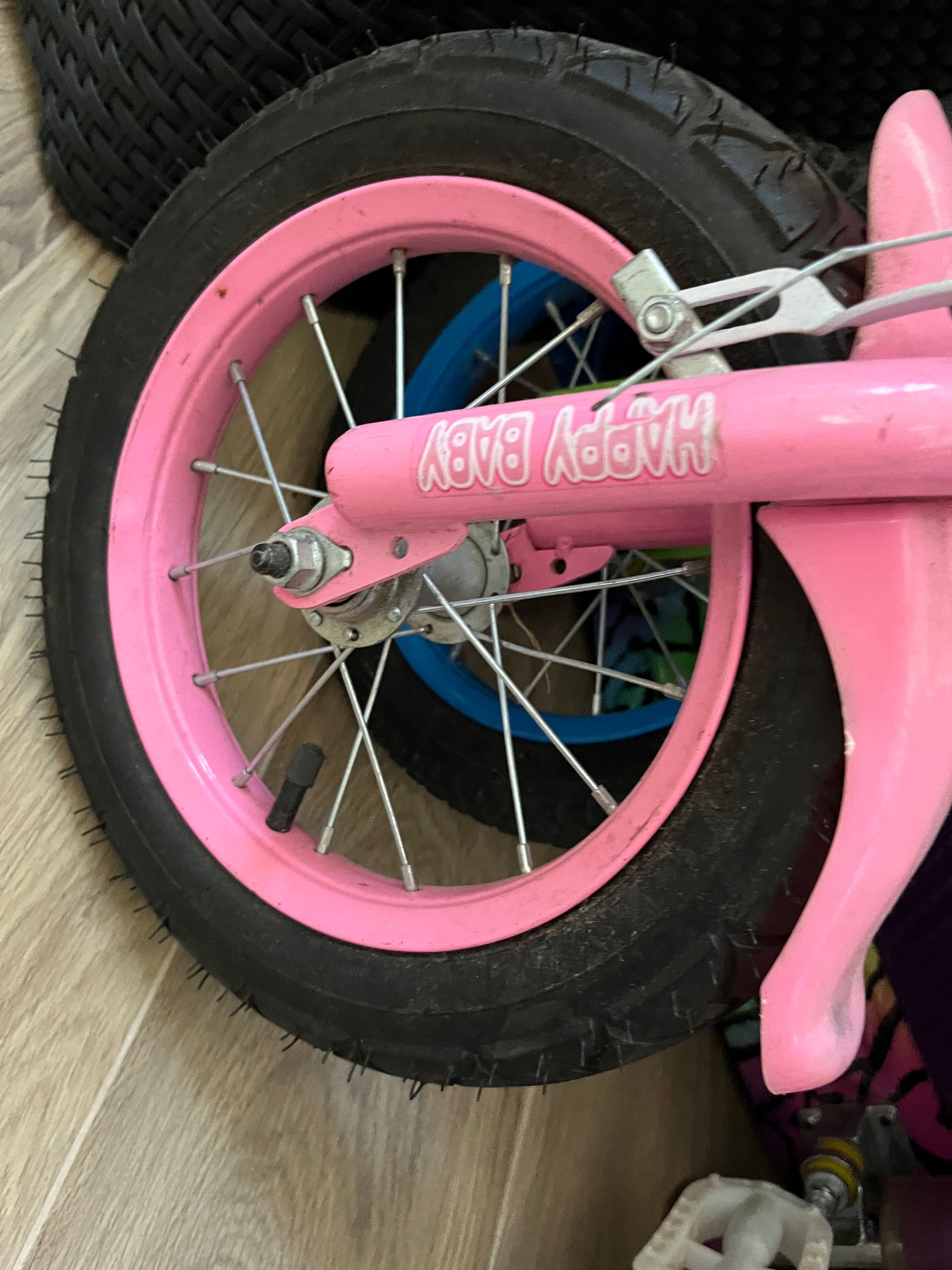 Koło do roweru dla dziewczynki opona i dętka 12 cali różowe