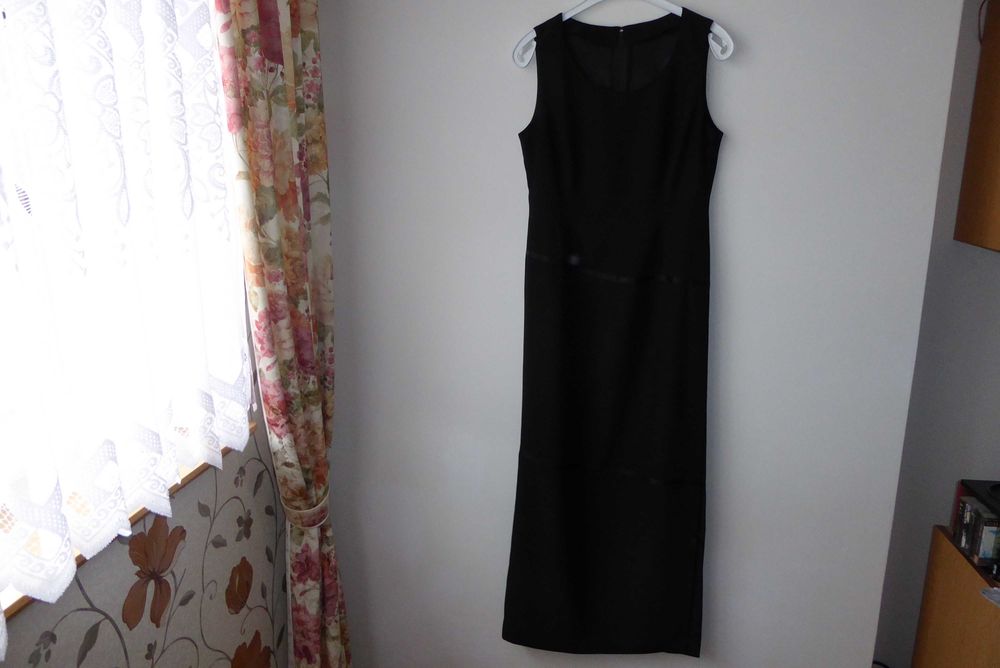 Suknia elegancka czarna długa do kostek r. 38 na 170 cm wzrostu UNIKAT