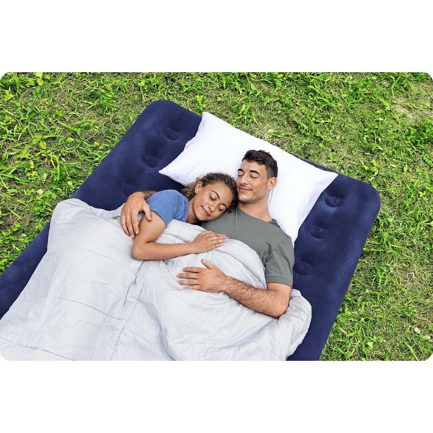 Materac dmuchany welurowy bestway 191x137cm z pompką w zestawie