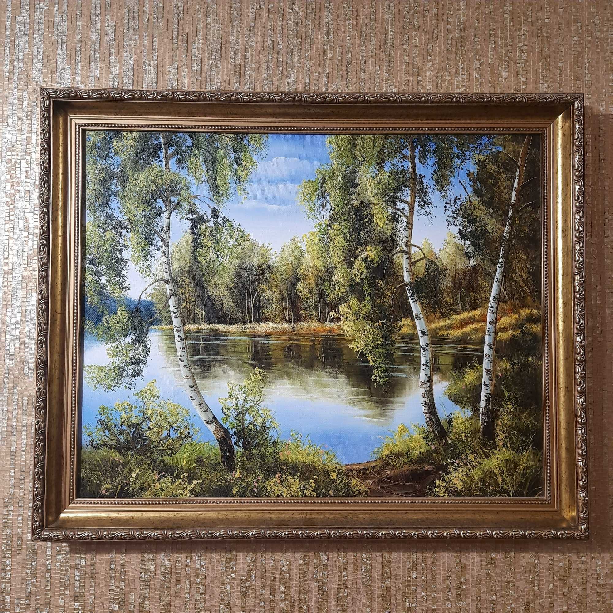 Картина Пейзаж Березы біля озера Полотно 50*40