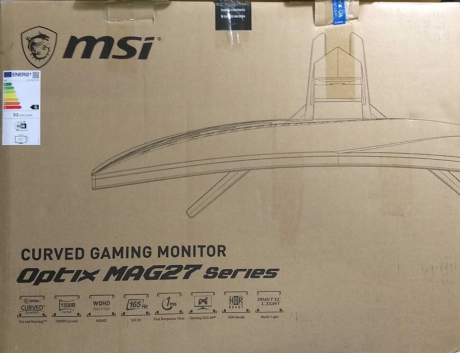 Ігровий Монітор 27" MSI Optix MAG272CQR 165 Гц