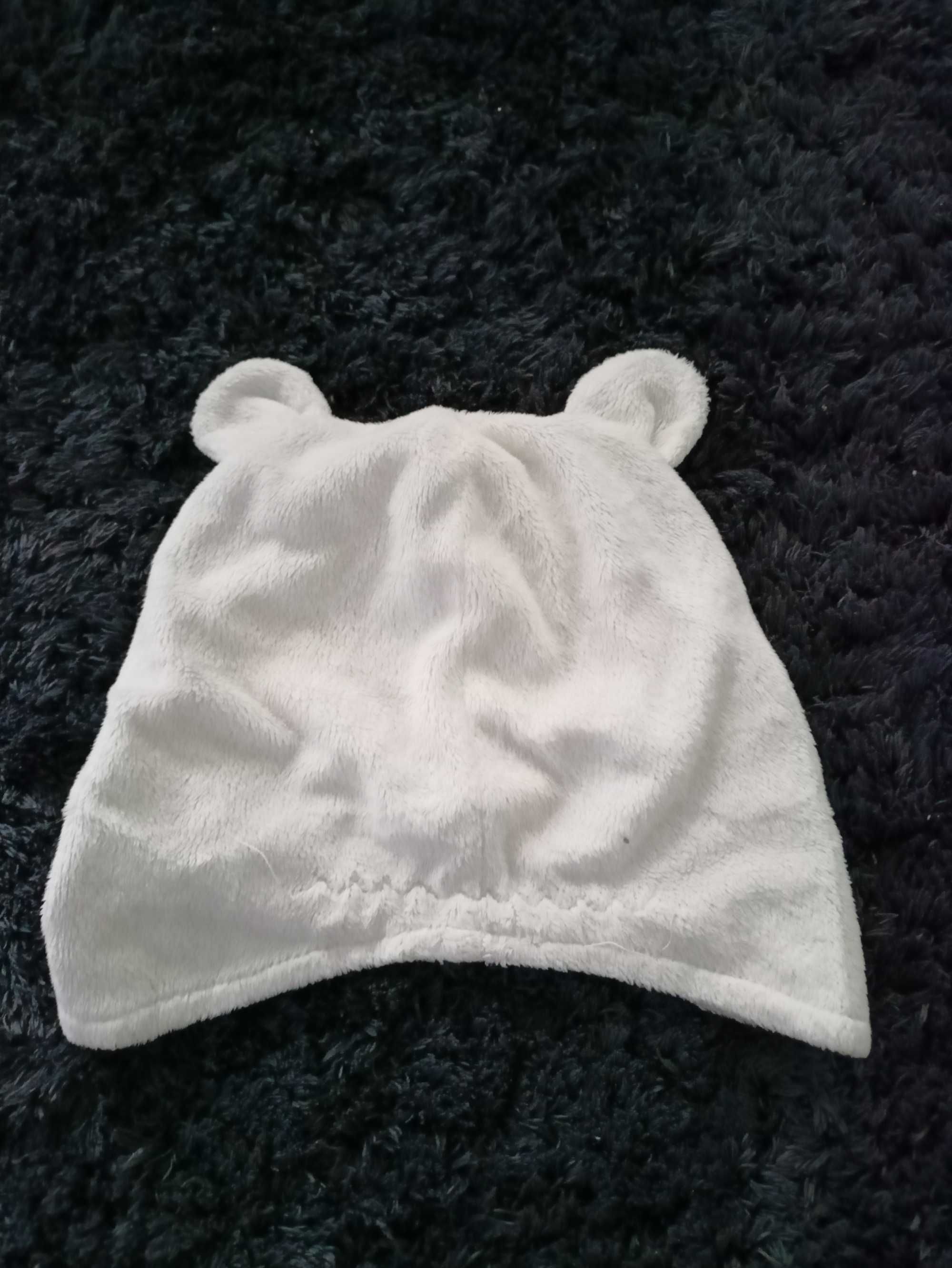 Czapka zimowa 42 cm niemowlęca ciepła polarowa miś z uszkami