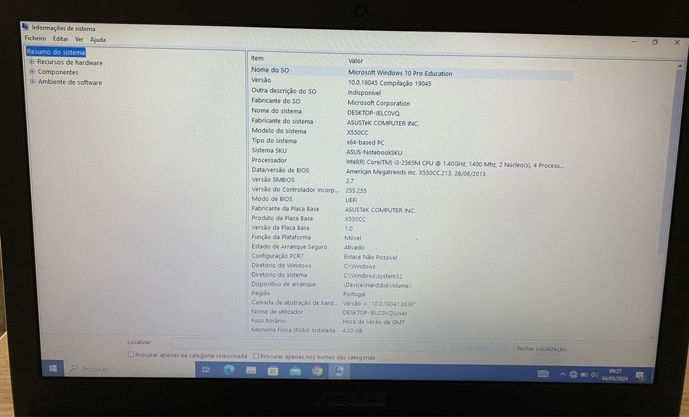 Portatil Asus K550C