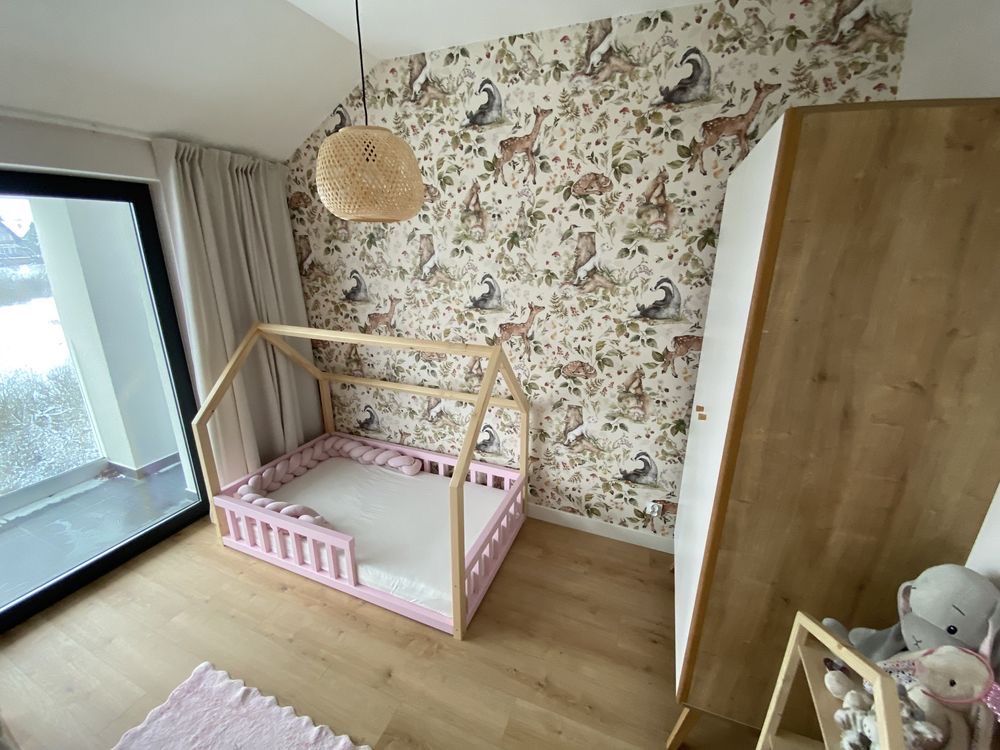 Łóżko dziecięce drewniane, domek, 160 na 80, szybki termin