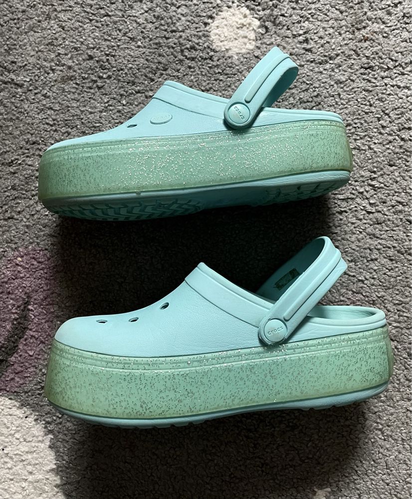 Buty klapki Crocs Crocband Platform Clog J/M3 W5 35 - 36 brokat