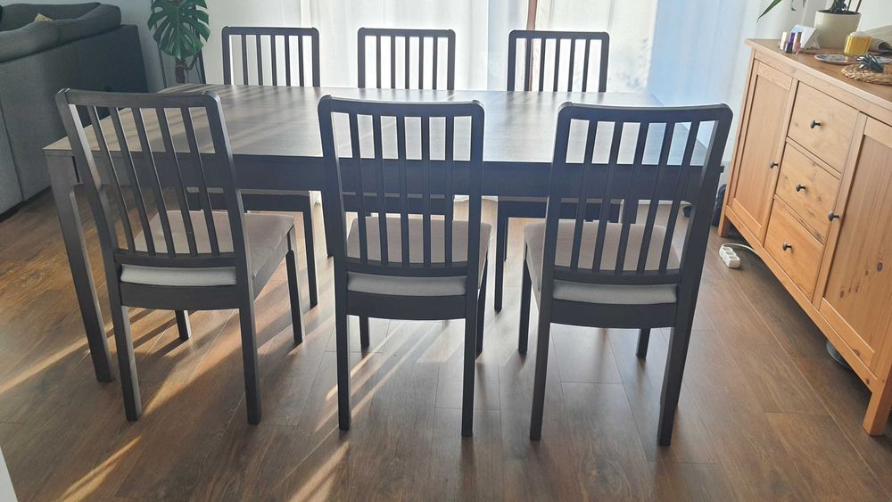Stół plus 6 krzeseł Ekedalen Ikea 180/240x80