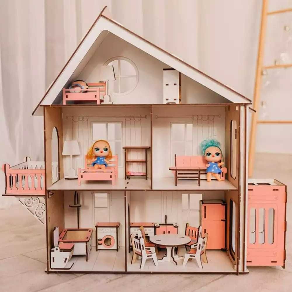 Будиночок дитячий для ляльок ЛОЛ з меблями та ліфтом Ляльковий будинок