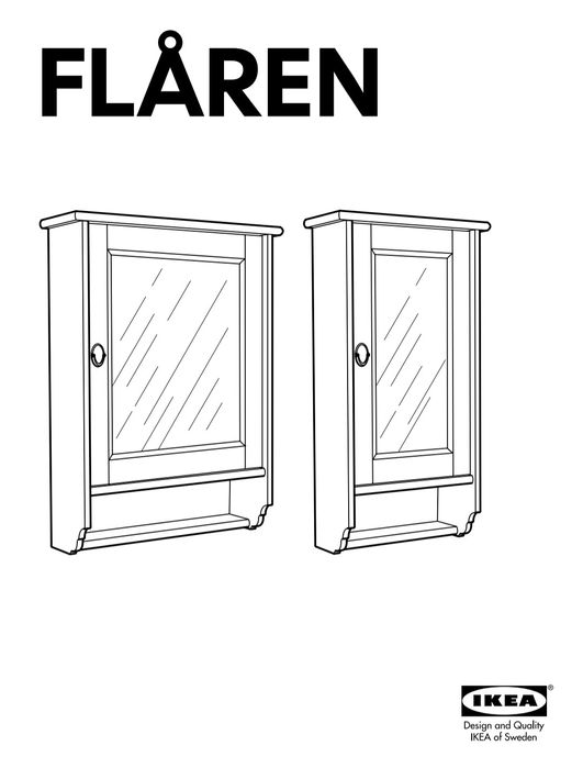 Biała szafka łazienkowa z lustrem Ikea Flaren Flåren z półkami kremowa