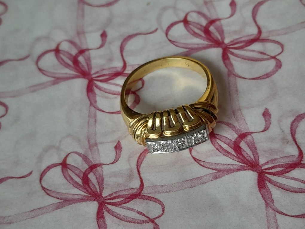 R.14 Pierścionek 4.16g Art Deco Diamenty Złoto 585 WYCENA