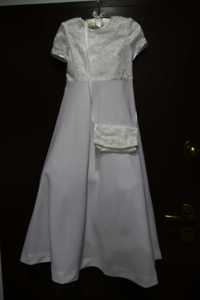 Sukienka komunijna z haftem 3 części sukienka + halka + torebka