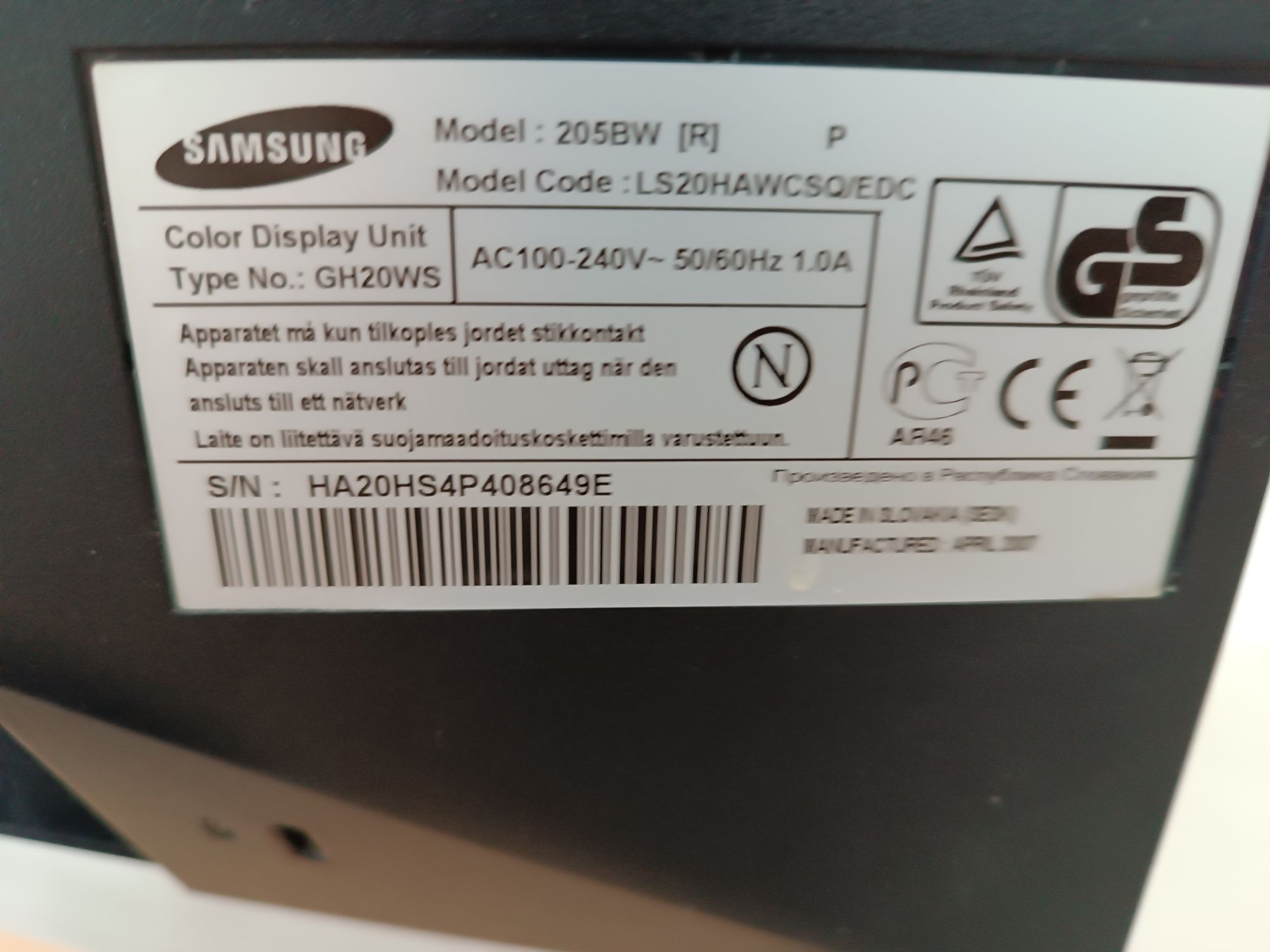 Monitor LCD Samsung 20"