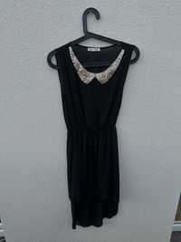 sukienka czarna z cekinami Italy r s 36 włoska zwiewna asymetryczna