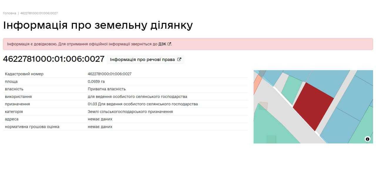 Продаж земельної ділянки у селі Великий Дорошів