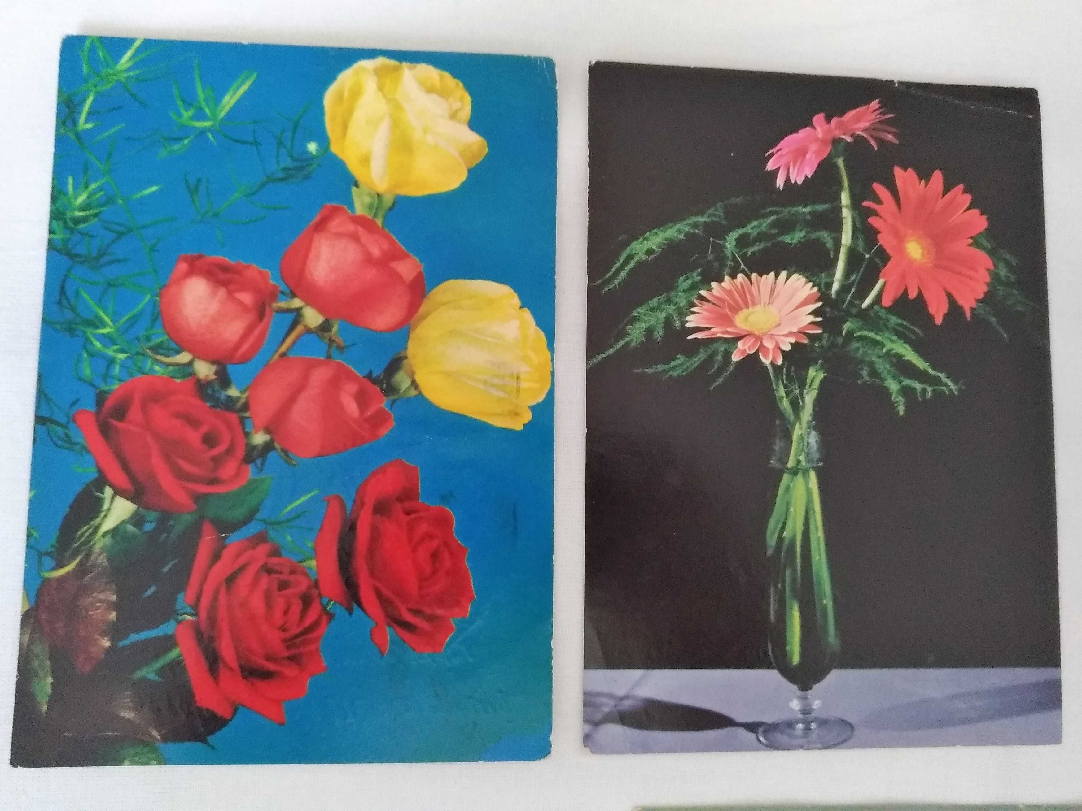 Pocztówki PRL kwiaty
