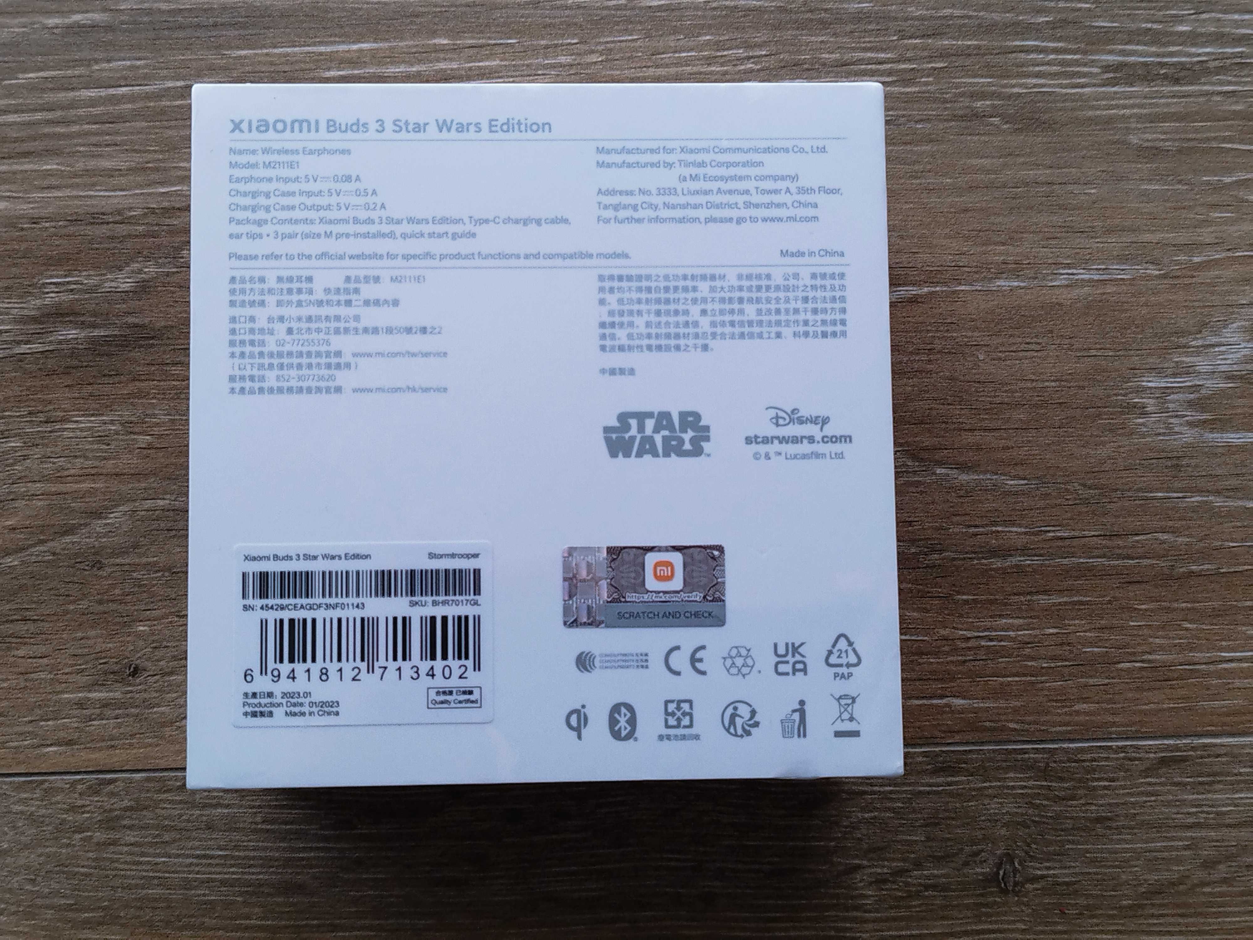 Auriculares XIAOMI Buds 3 Star Wars Edition Stormtrooper NOVO