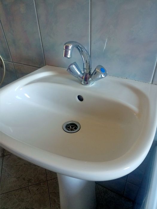 Umywalka KOŁO z postumentem. 50 cm. Z baterią i syfonem. Komplet