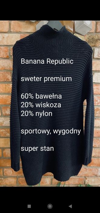 Sweter premium Banana Republic M / L bawełna bawełniany 38 / 40 czarny