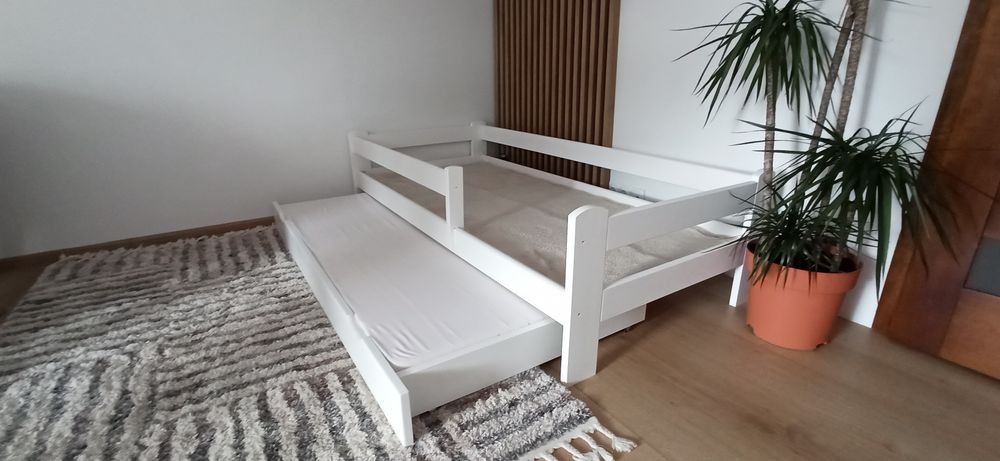 180x80 Łóżko dziecięce białe z szufladą na materac