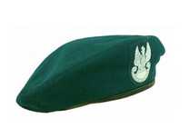 wojskowy beret zielony 418/mon z gumowym orłem - używany 56