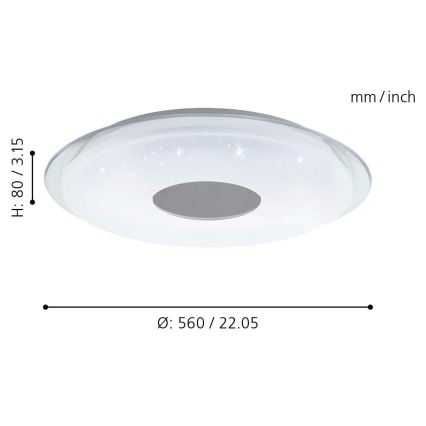LANCIANO-C Ściemniana lampa sufitowa LED plafon - 57cm - 98768 EGLO