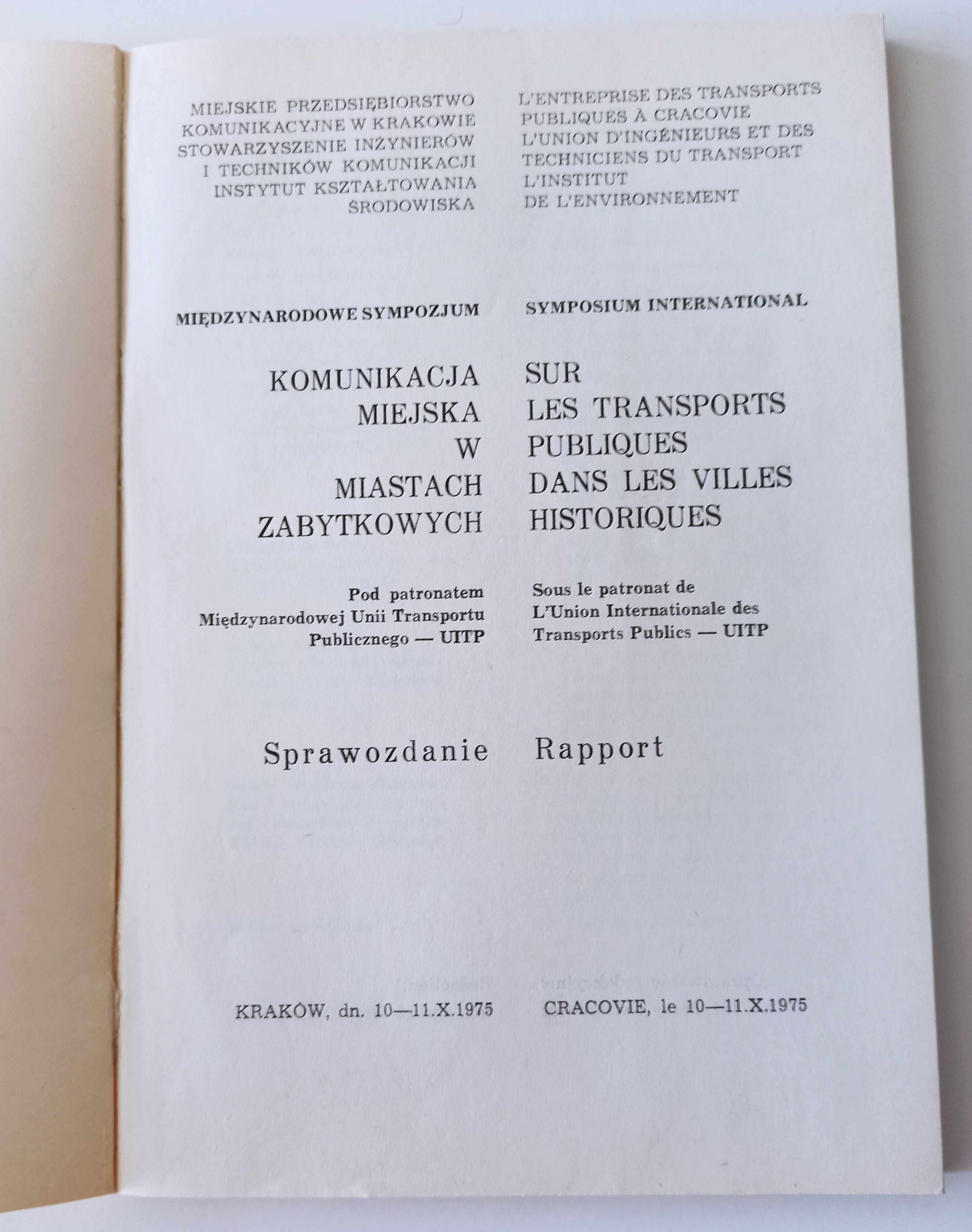 Sprawozdanie z sympozjum naukowego MPK Kraków - 1975 logo 100 lat MPK