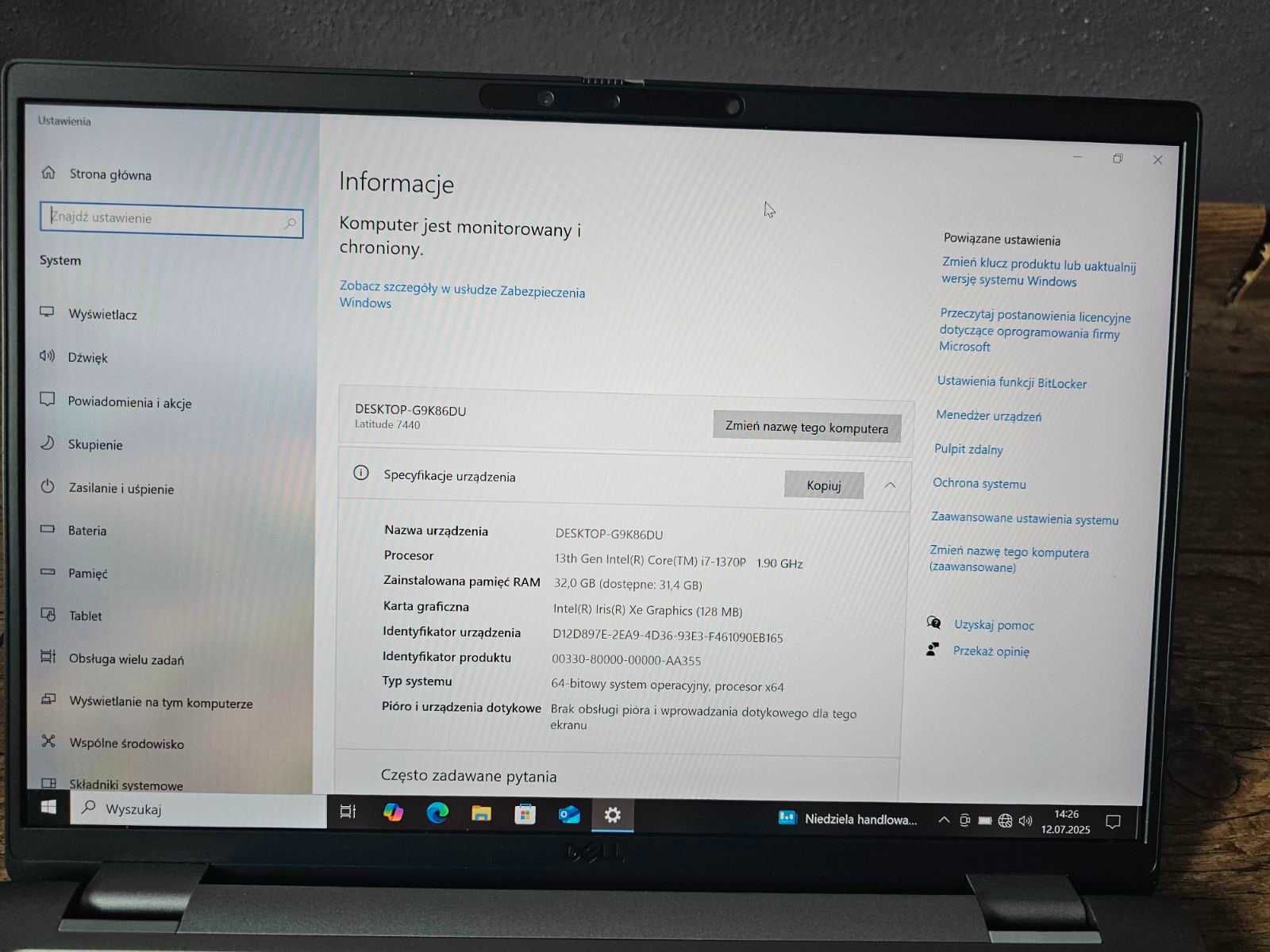 Laptop Dell Latitude 7440 / i7-1370P / 32Gb / SSD 1Tb