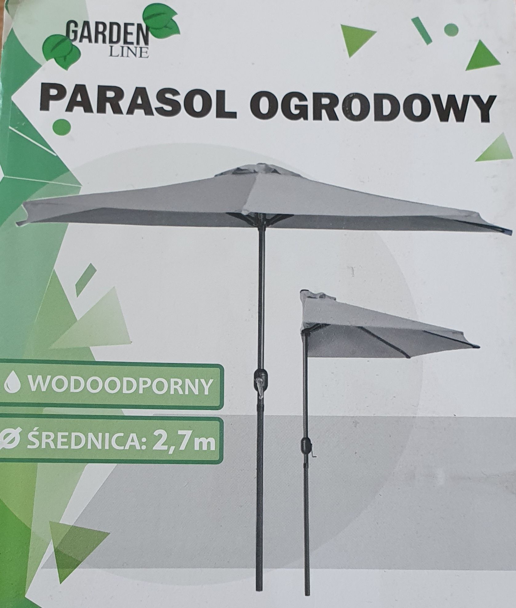 Parasol ogrodowy, balkonowy składany, połówka, 270cm