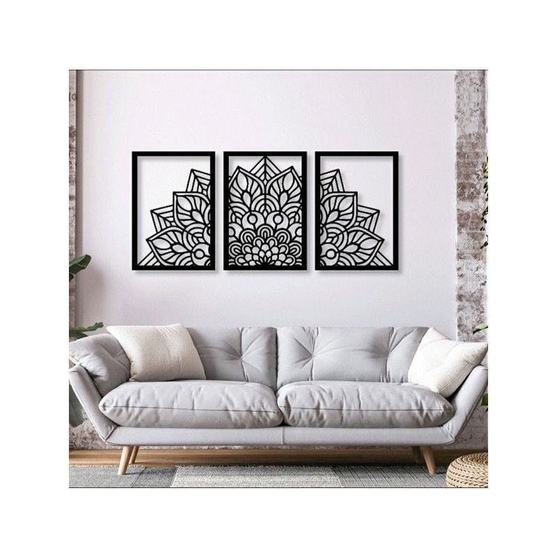 Obraz Mandala 3 el. czarny 185 x 100 cm