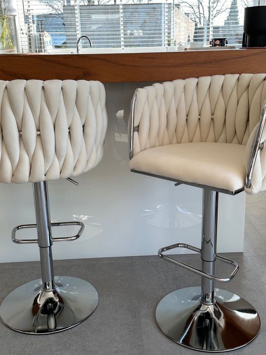 Hoker krzesło barowe tapicerowane regulowane plecione oparcie OUTLET