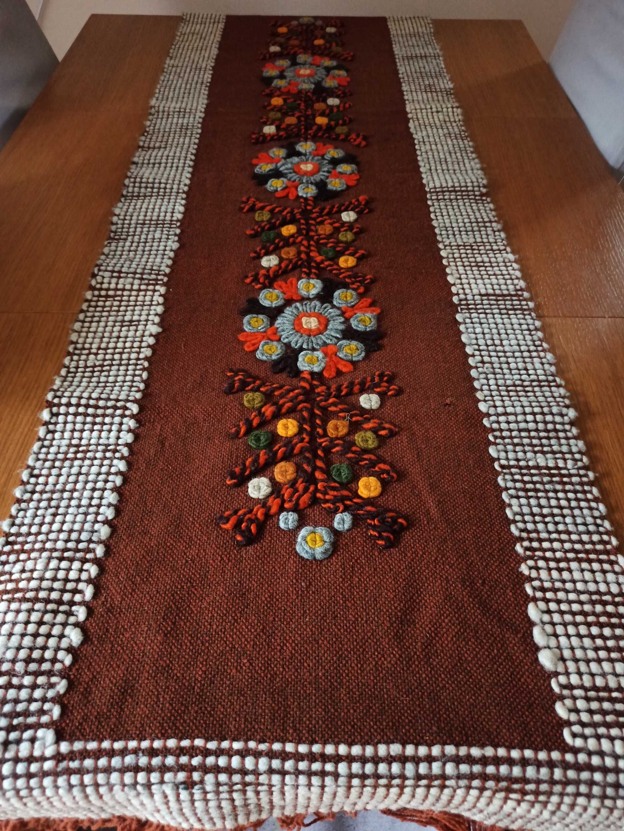 Piękny obrus wełna Cepelia makata kilim