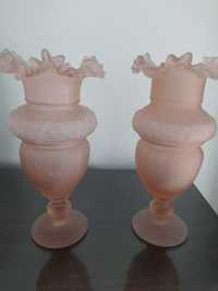 Par de Jarras em vidro coalhado Cor de Rosa - Muito Antigas--30 cm
