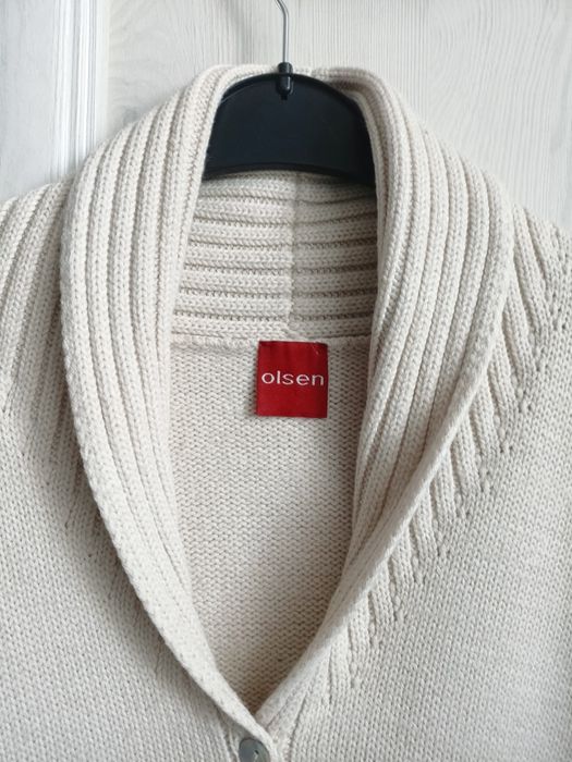 L XL XXL oversize beżowy sweter rozpinany kardigan 50% merino idealny