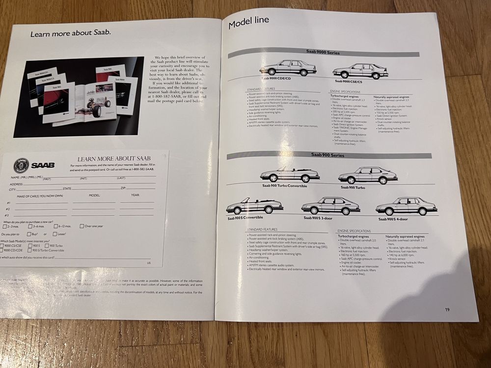 Katalog reklamowy Saab 1993 USA