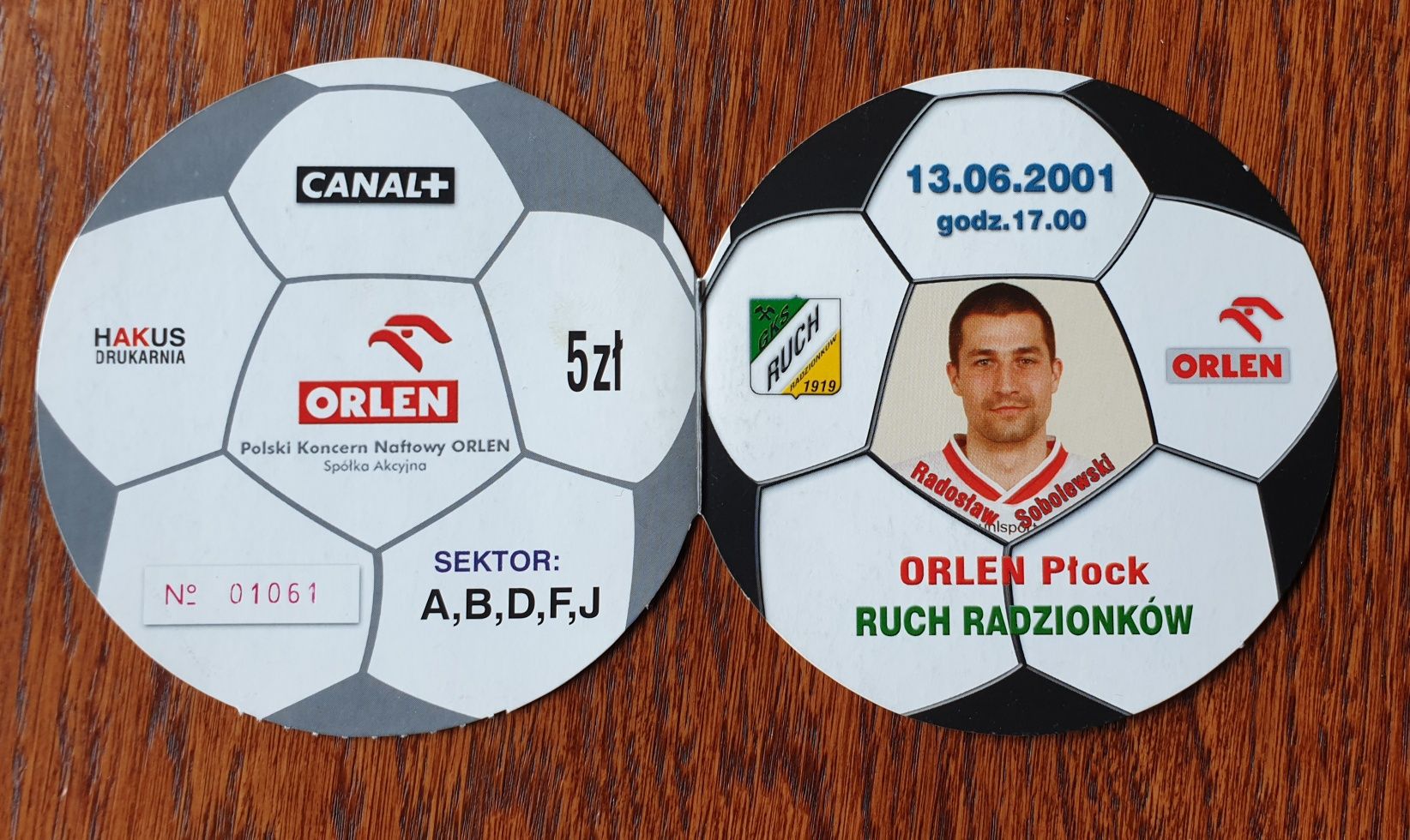 Bilet mecz Orlen Płock vs Ruch Radzionków 13.06.2001