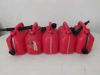 Conjunto de 5 jerricans de 5L em plástico vermelho