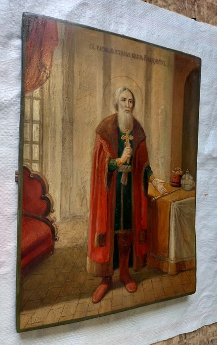 Старинная икона князь Владимир