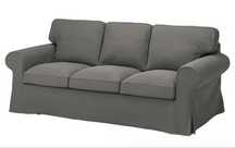 Sofa Ektorp 3 osobowa + szare i biale pokrycia. 2 sztuki