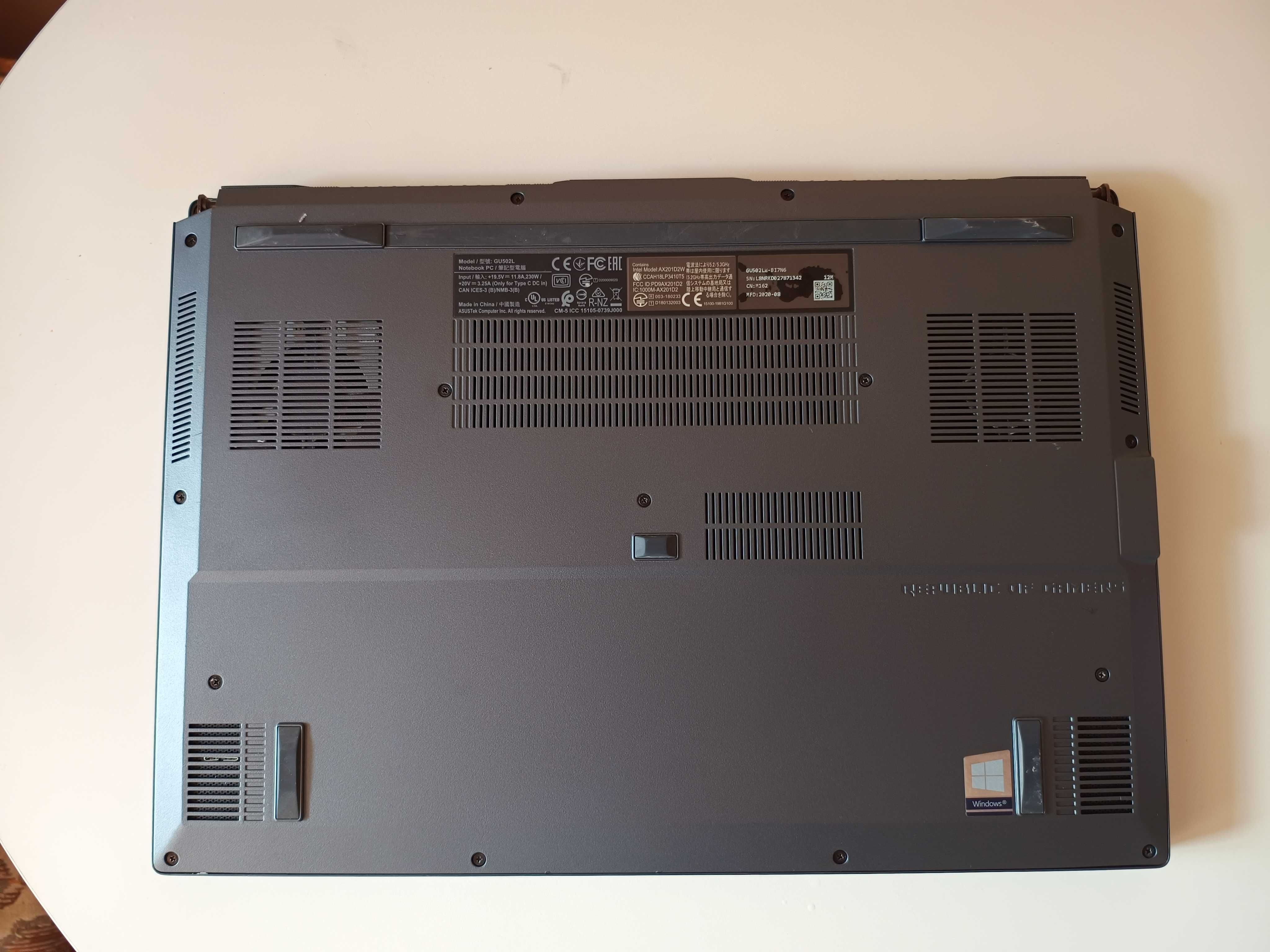 Asus ROG Zephyrus M GU502 i7-10750H 24G nVIDIA RTX 2070 Max-Q 8G SSD1T