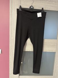 Legginsy sportowe H&M divided XL 42 czarne nowe prążkowane