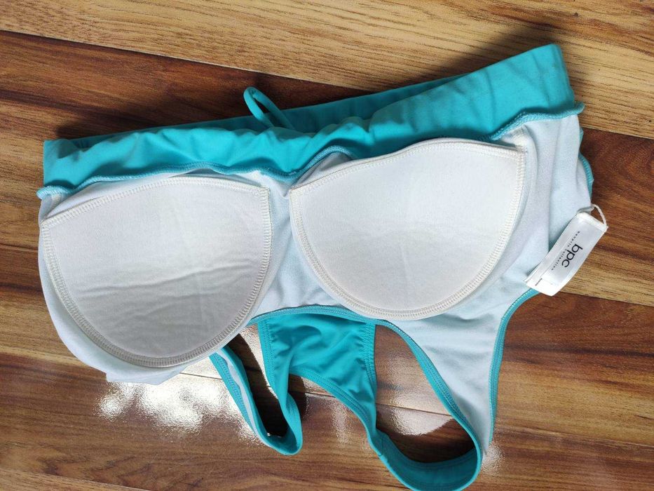 Piękne turkusowe bikini bustier, 2 części, używane, r. 42, Bonprix