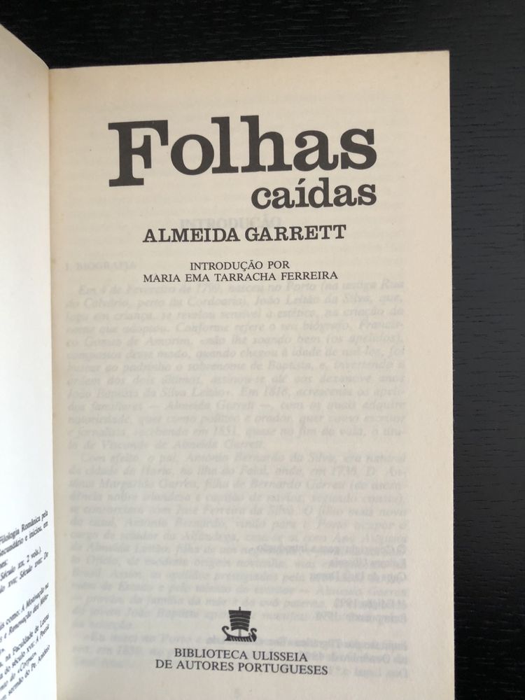 Livro Folhas caídas de Almeida Garrett