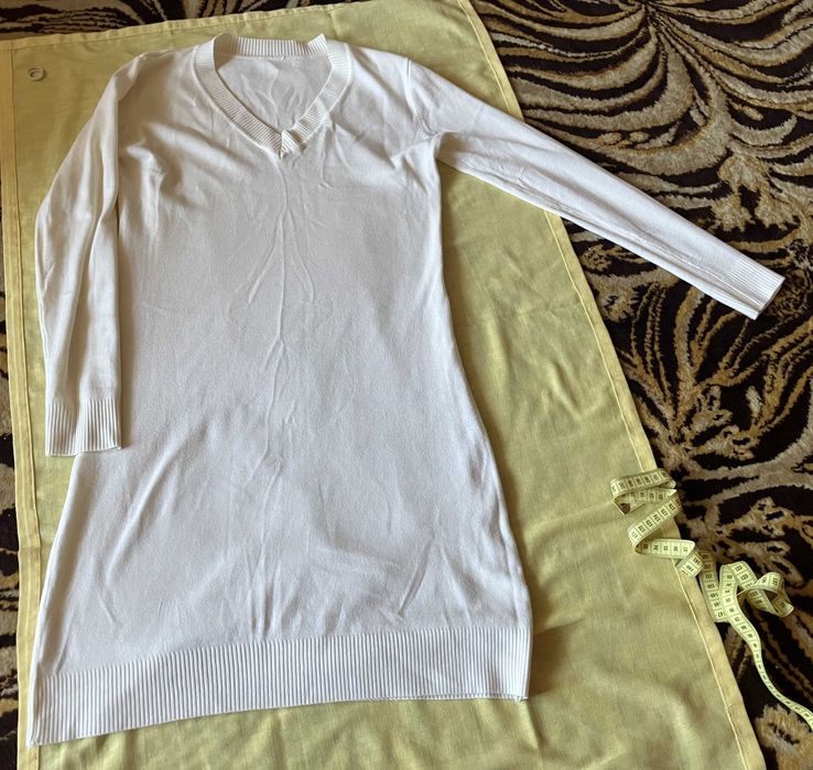 Biała, zimowa sukienka/ tunika, roz. 38- 40