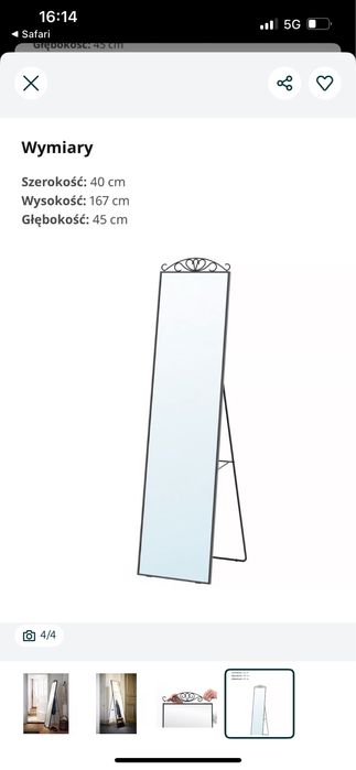 Lustro stojące czarne