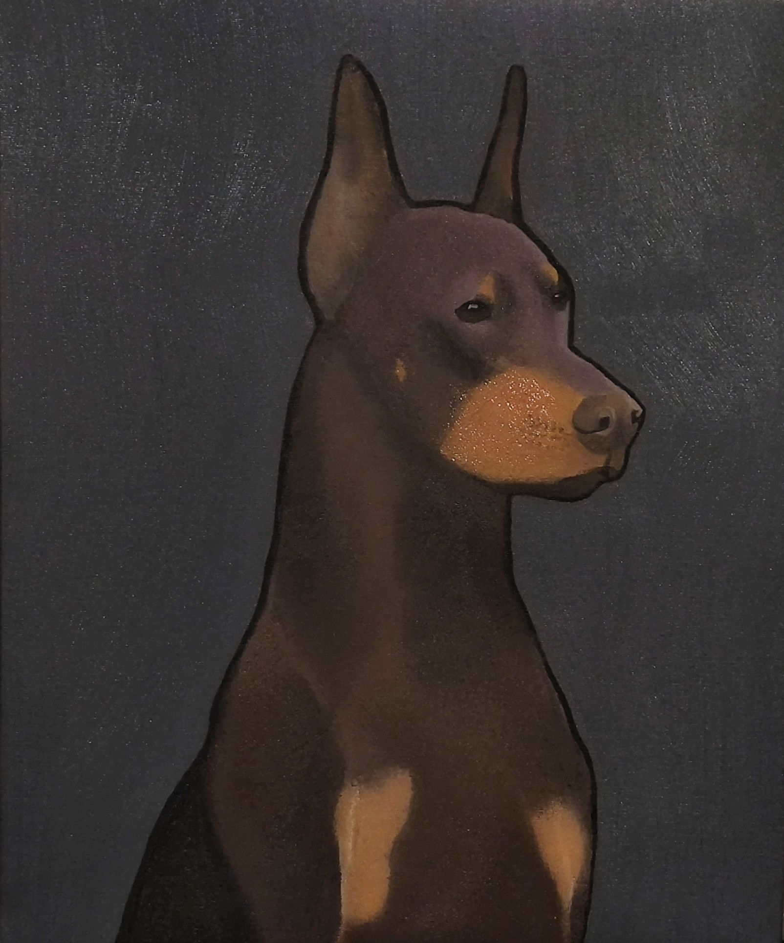 Obraz olejny na płótnie 38x46cm Doberman.