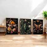 Leśne plakaty XXL (70x50 cm) - Obraz Tryptyk Chrząszcz, Ćma, Pszczoła