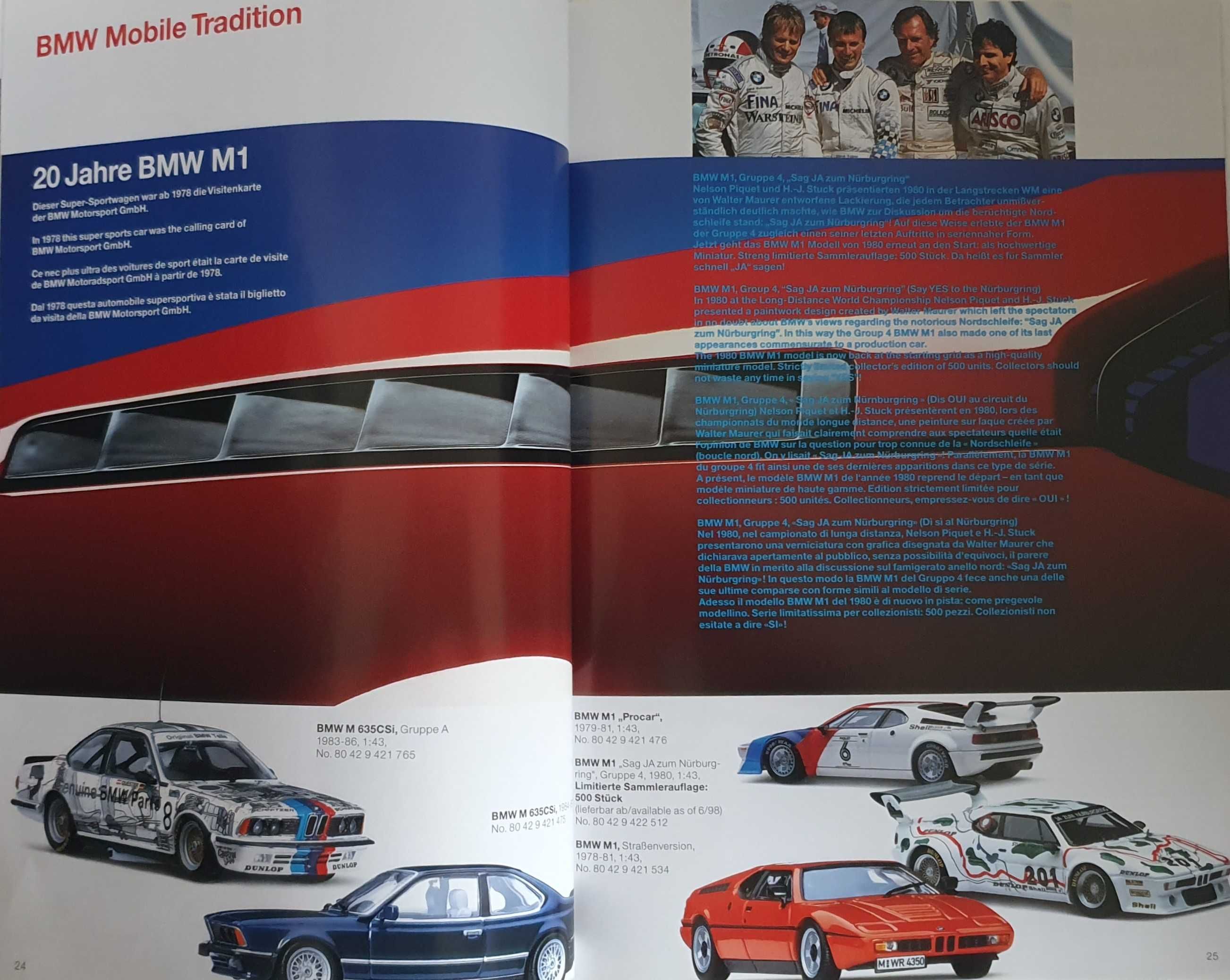 Catálogo BMW Mobile Tradition - Boutique - Artigos de Coleção - 1998