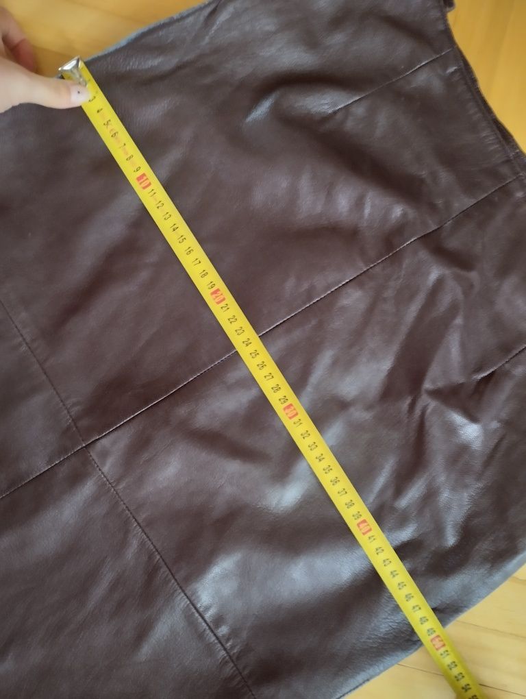 Brązowa skórzana spódnica Vero moda 40 L długa midi za kolano