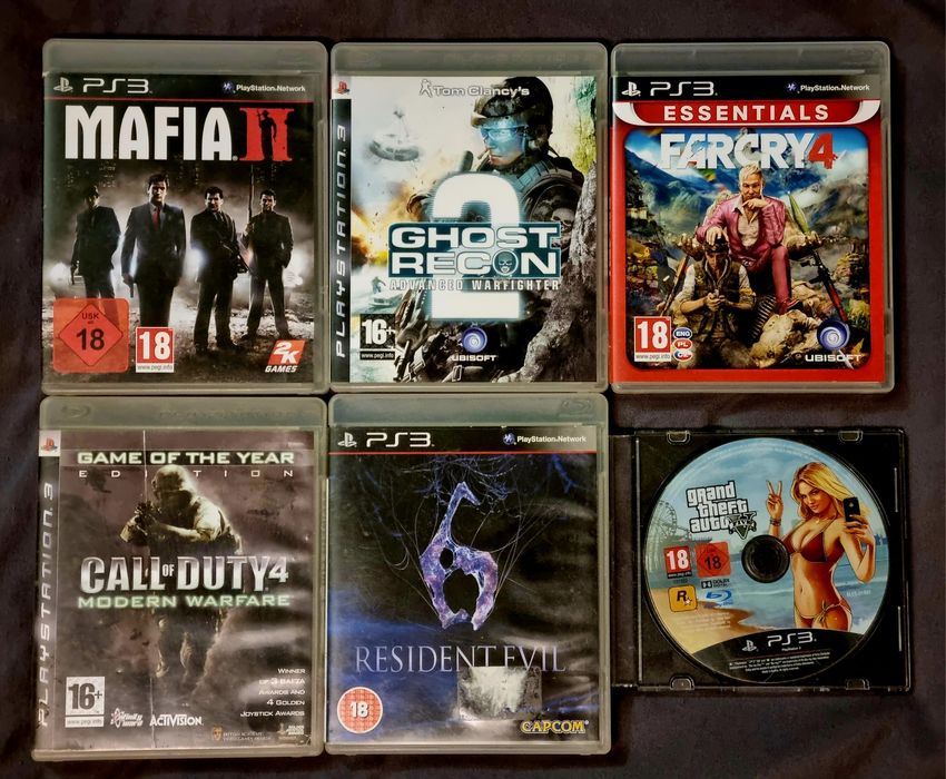 Zestaw gier PS3 PlayStation 3 GTA 5, CoD, Mafia, FarCry 4, Ghost Recon