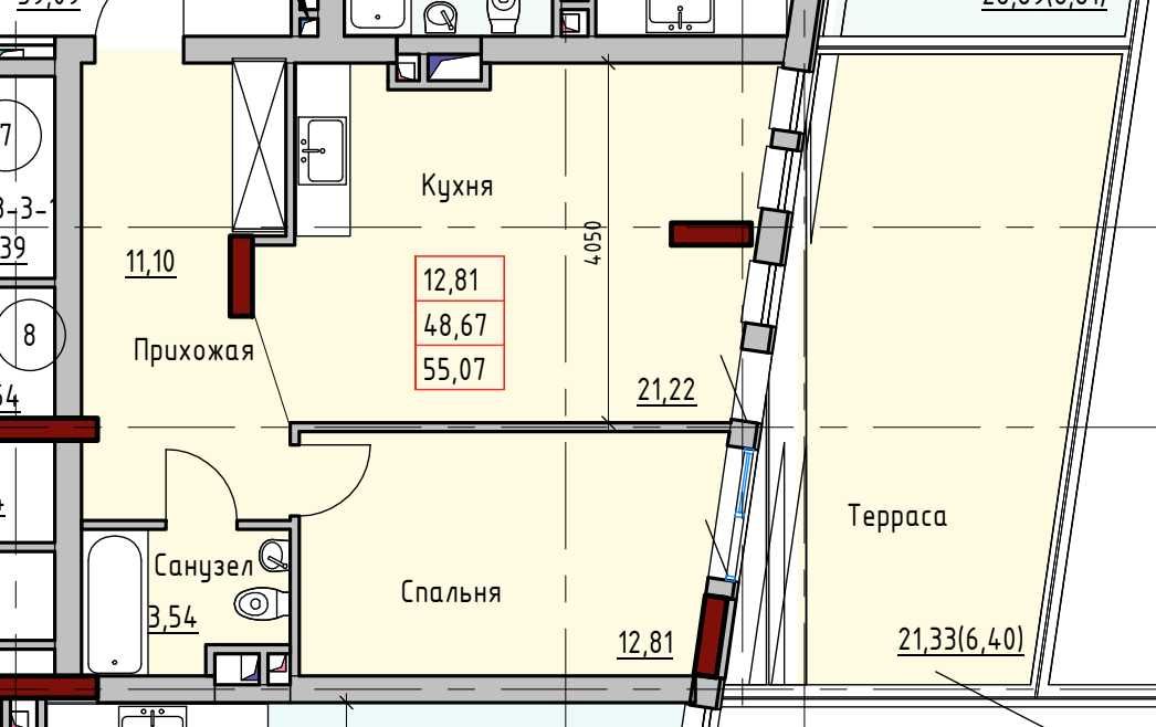 Квартира с террасой и ремонтом в Пространстве на Раскидайловской