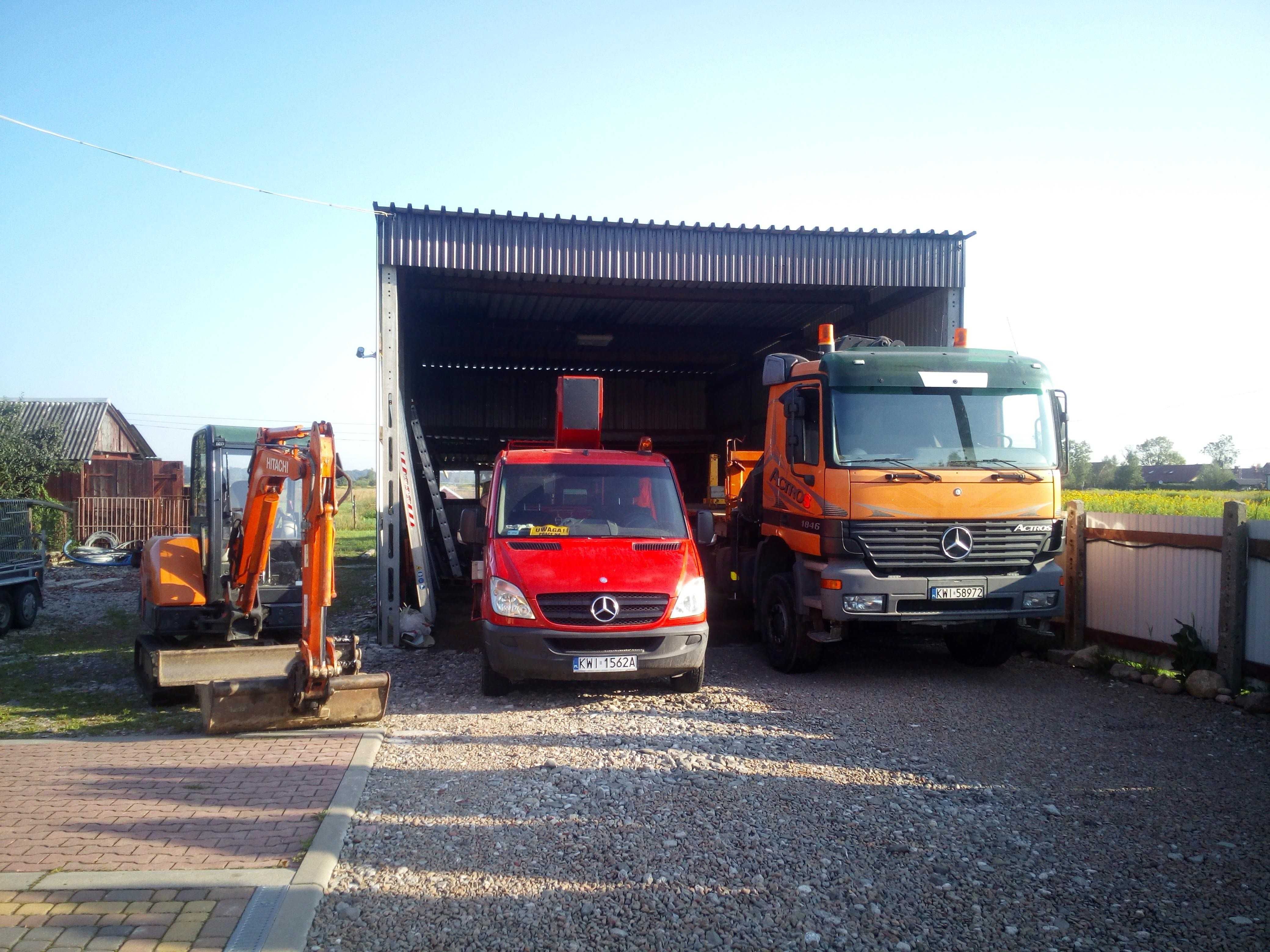 Zwyżka wynajem, podnośnik koszowy minikoparka hds 4x4 wiertnica